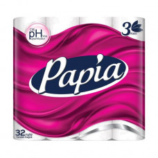 White Papia toilet paper, 3-layer, 150 separations, 32 pieces