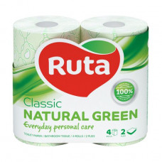Green Ruta Classic toilet paper, 2-layer, 170 separations, 4 pieces