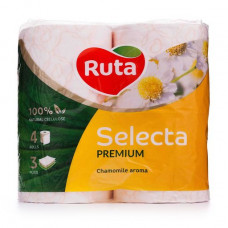 The Ruta Selecta toilet paper with aroma of a camomile, 3-layer, white, 4 pieces
