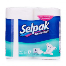 3-layer Selpak toilet paper, white, 4 pieces
