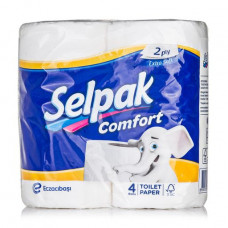 White Selpak Comfort toilet paper, 2-layer, 140 separations, 4 pieces