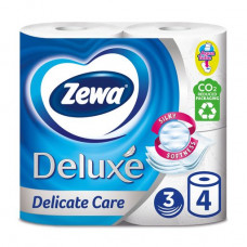 White Zewa Deluxe toilet paper, 3-layer, 145 separations, 4 rolls