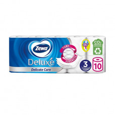 White Zewa Deluxe toilet paper, 3-layer, 150 separations, 10 rolls