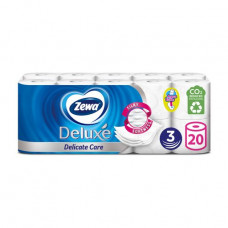 White Zewa Deluxe toilet paper, 3-layer, 150 separations, 20 rolls