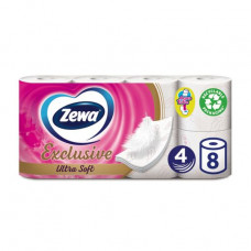 White Zewa Exclusive Ultra Soft toilet paper, 4-layer, 150 separations, 8 rolls