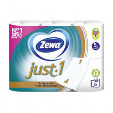 White Zewa Just 1 toilet paper, 5-layer, 70 separations, 6 rolls