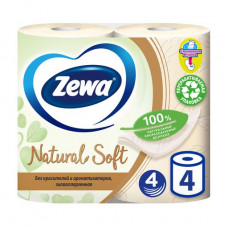 White Zewa Natural Soft toilet paper, 4-layer, 130 separations, 4 rolls