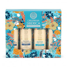 The tourist Natura Siberica Oblepikha Siberica Professional set (balm of 50 ml + shower gel of 50 ml + a milk for a body of 50 ml + shampoo of 50 ml)