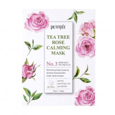 The calming fabric Petitfee & Koelf Tea Tree Rose Calming Mask face pack with extract of a tea tree and rose, 25 g