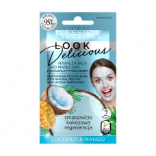 The moistening biomask with a natural peeling of Eveline Cosmetics Look Delicious the Coco and mango, 10 ml