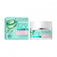 Uvlazhnyayushche-uspokaivayushchy the cream-face gel Eveline Cosmetics Organic Aloe + collagen, for normal and sensitive skin, 50 ml