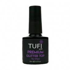 The top covering for the Tufi Profi Premium Glitter No Wipe gel polish without sticky layer with microgloss, 8 ml