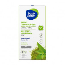 Wax strips for depilation of a body of Body Natur Wax Strips for Body Normal-Dry Skin for normal and dry skin, with extract of tea of a match, 16 pieces +2 napkins