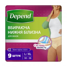 The absorbing Depend linen for women, the L/XL size, 9 pieces