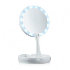 Transforming mirror for a make-up of My Fold Away with LED illumination, bilateral magnifying